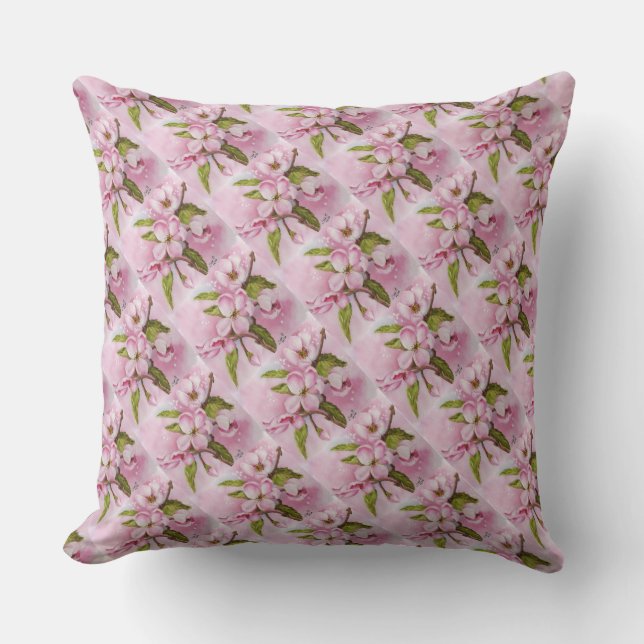 ALMOFADA DE PÁTIO DE FLORES DE MAÇÃ ROSA FRAGRANTE (Frente)