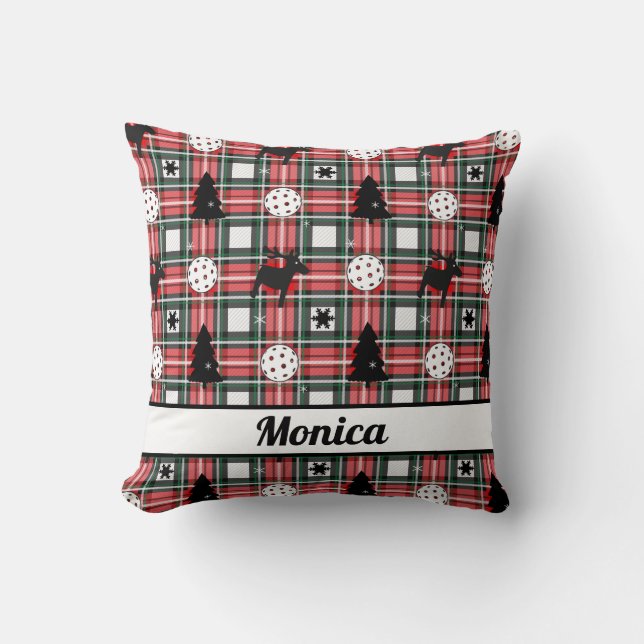 Almofada  🎄 de picleball e renas Feliz Natal  (Frente)