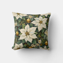 Almofada de Poinsettia Branca de Natal