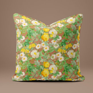 Almofada de Rosa Amarela Vintage em Blush Empoeira