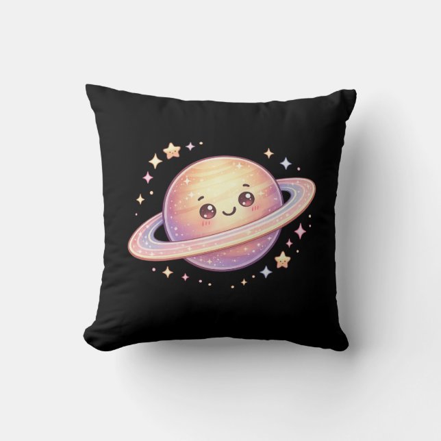 Almofada de Saturno Planeta Espaço Kawaii (Frente)