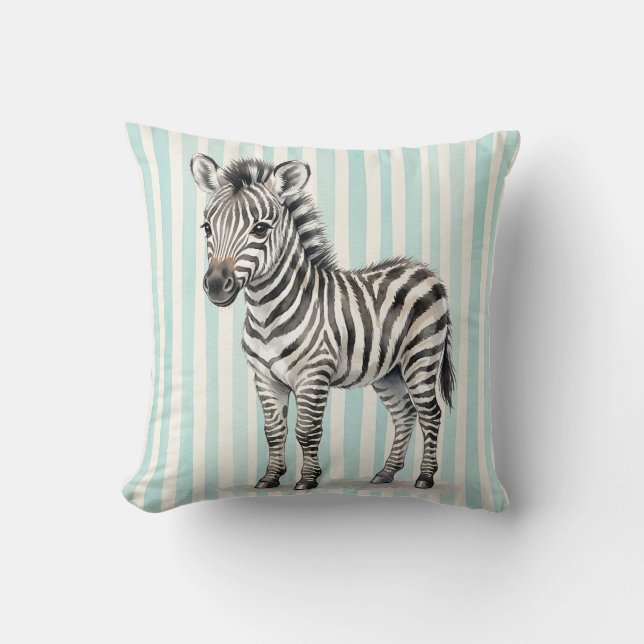 Almofada de Tira de Zebra em Aquarela (Frente)