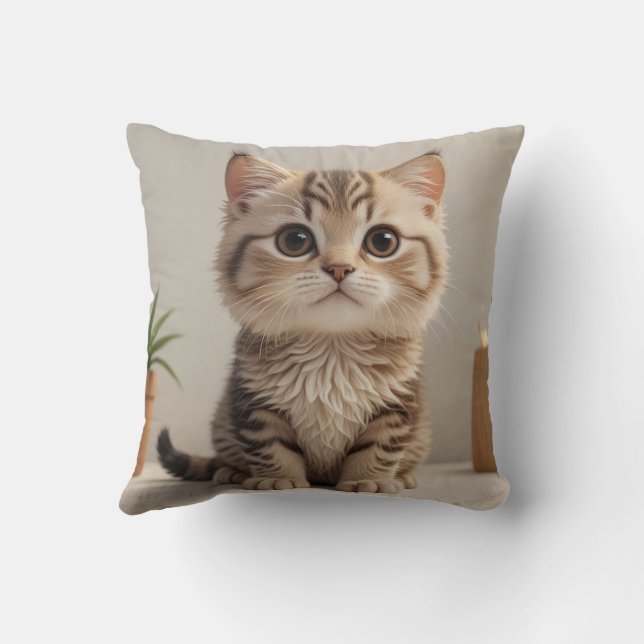 Almofada de travesseiro de gatinho giro (Verso)