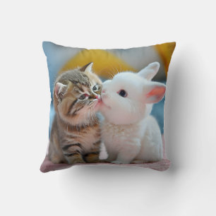 Almofada de travesseiro de gato e de coelho