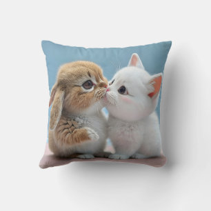 Almofada de travesseiro de gato e de coelho