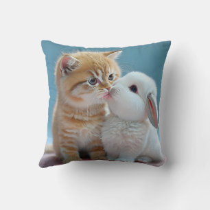 Almofada de travesseiro de gato e de coelho
