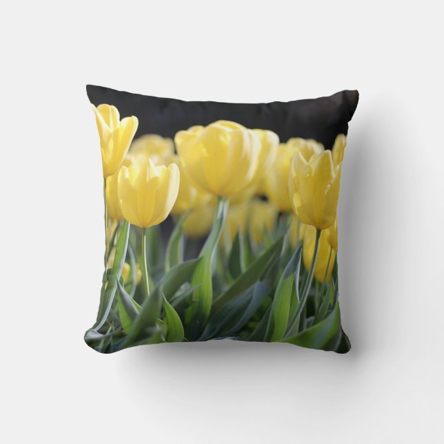 Almofada de Tulipas Amarelas Lindas (Frente)