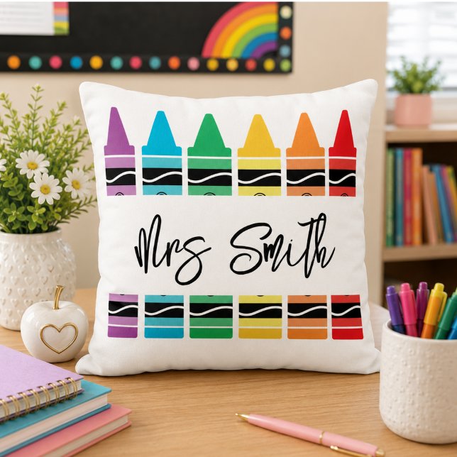 Almofada de volta à Escola Arco-íris Professor Vida (back School Rainbow Teacher Life Throw Pillow)