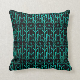 Almofada Deco de Arte de Grama Verde Teal Egípcia