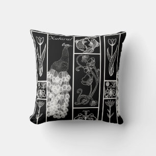 Almofada Deco de arte preto e branco estilizável personaliz