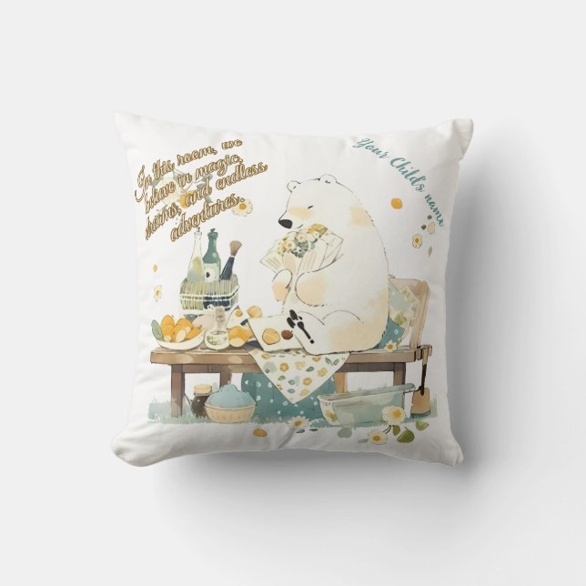 Almofada Decor da Sala de Enfermeiro - Urso Polar - Texto P (Frente)