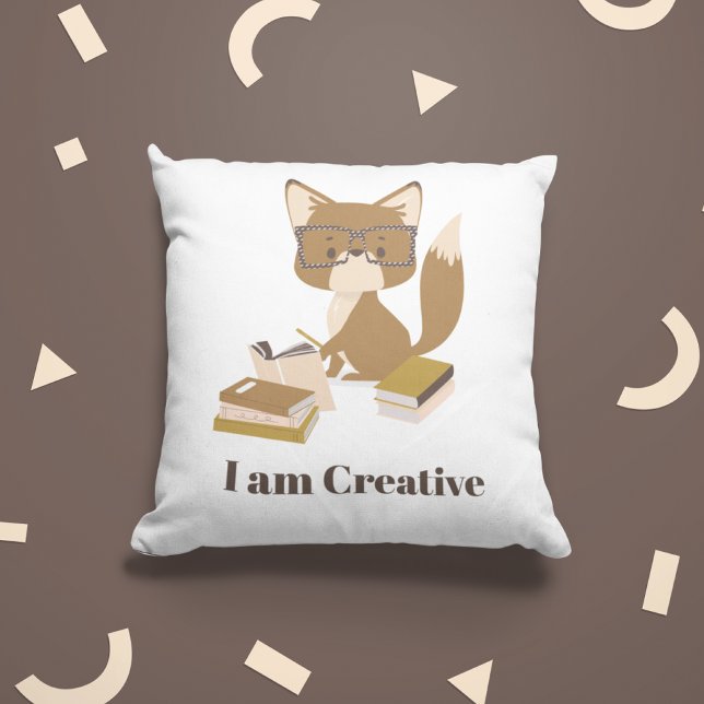 Almofada Decor de Leitura Positivo para Crianças (Positive Affirmation Kids Pillow Cushion Fox Back to School)