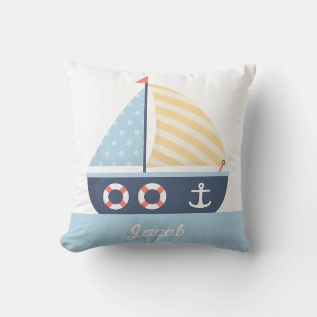 Almofada Decor de Sala de Tema Náutico para Barcos de Naveg (Frente)