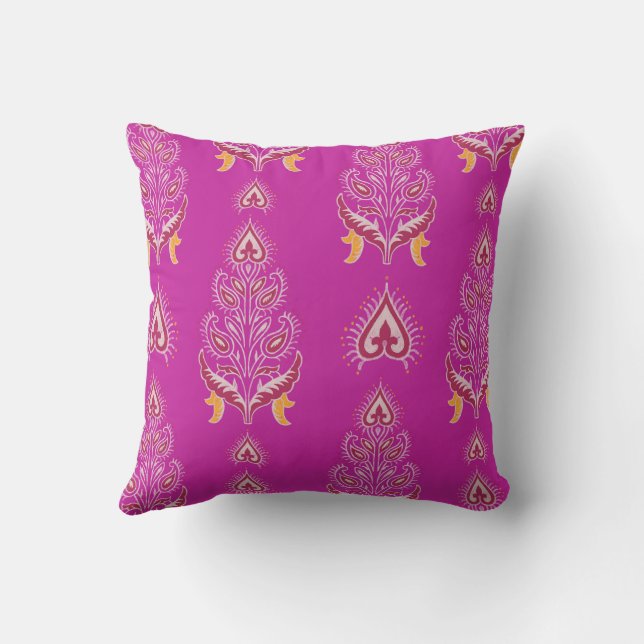 Almofada decor de travesseiro cor-de-rosa com mandala india (Verso)