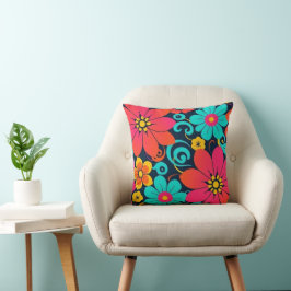 Almofada Decor Dopamina - Flores Brilhantes - Retro