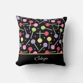 Almofada Decora Candy Chupeta Estampada Preta