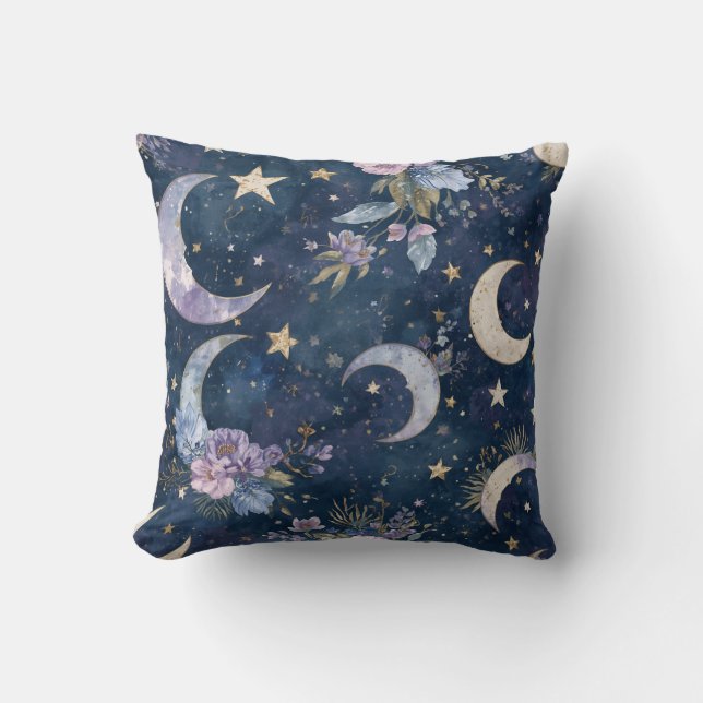Almofada Decoração Celestial de Casa com Lua e Estrela | Al (Frente)