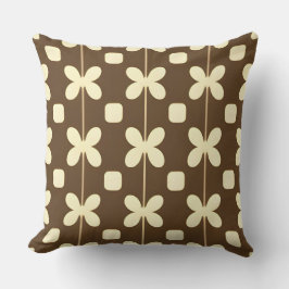 Almofada Decoração Clássica Geométrica Floral Creme Marrom 