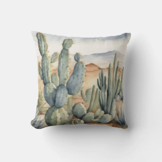 Almofada Decoração de Aquarela de Charm Cactus Ocidental