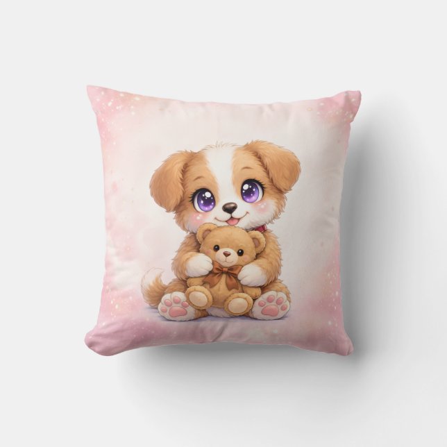 Almofada Decoração de Berçário Adorável de Cachorrinho (Frente)