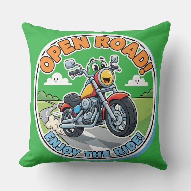 Almofada Decoração de berçário aventureira com motocicleta  (Frente)