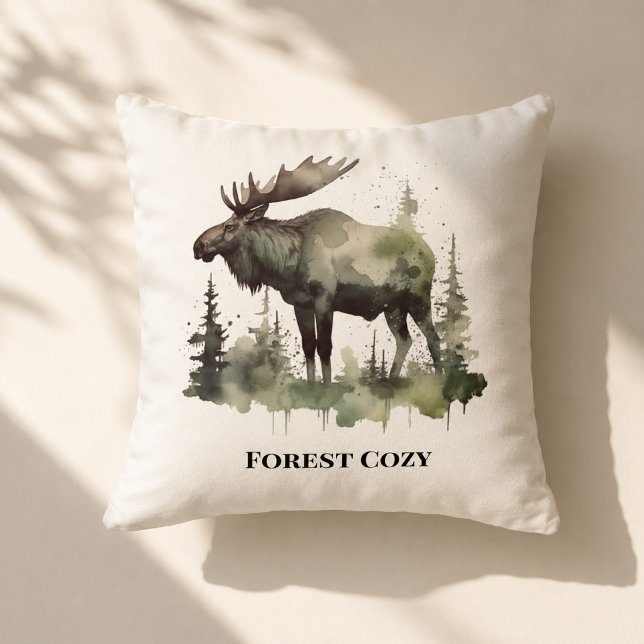 Almofada Decoração de Cabine de Moose Rústico com Arte de N (Criador carregado)