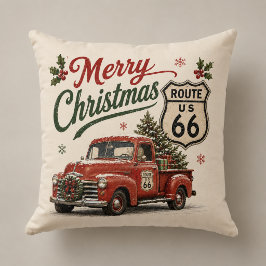 Almofada Decoração de Caminhão de Natal Estrada Retrô 66