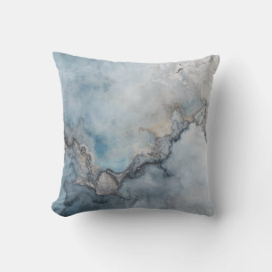 Almofada Decoração de Casa Abstrata Azul Água Verde Cinza B
