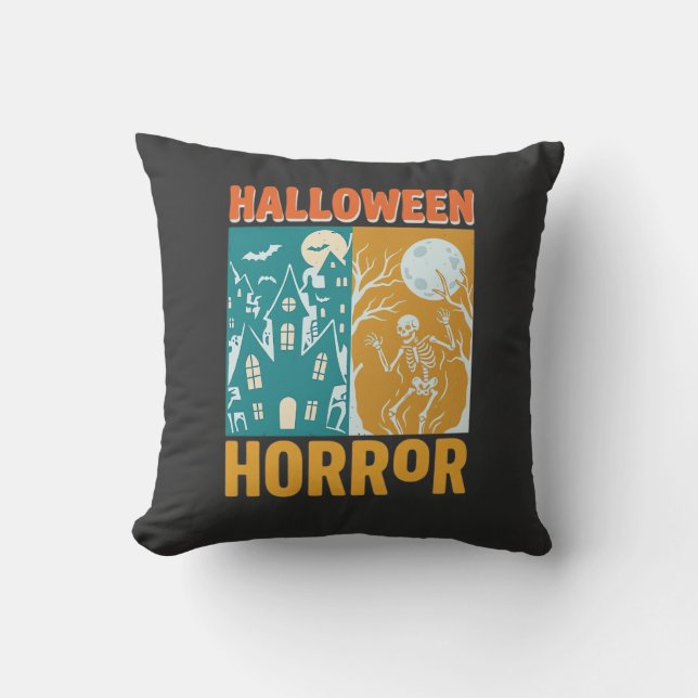 Almofada Decoração de Casa Assombrada de Halloween Lua Esqu (Frente)