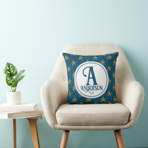 Almofada Decoração de Casa Monograma Estrela Nome da Famíli