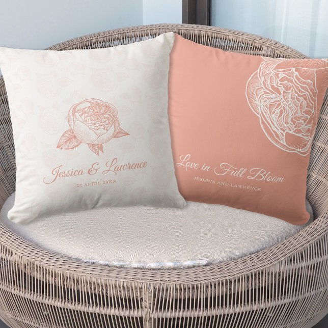 Almofada Decoração de Casamento de Peonies Elegantes (Criador carregado)