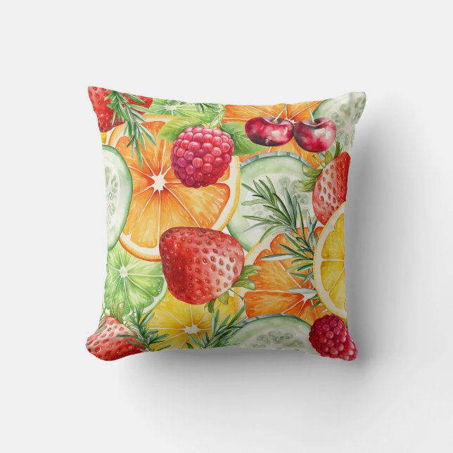 Almofada Decoração de Fruta de Verão de Aquarela (Frente)