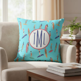 Almofada Decoração de Interiores Monogram Surf e Praia