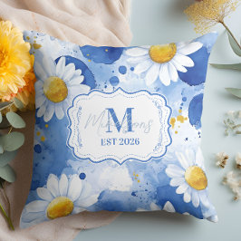 Almofada Decoração de Monograma de Margarida com Aquarela A