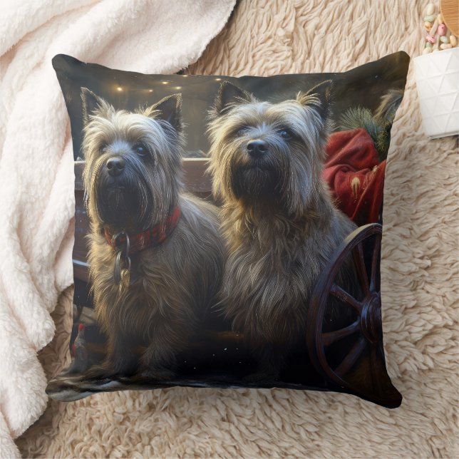 Almofada Decoração de Natal Cairn Terrier Snowy Sleigh (Cobertor)