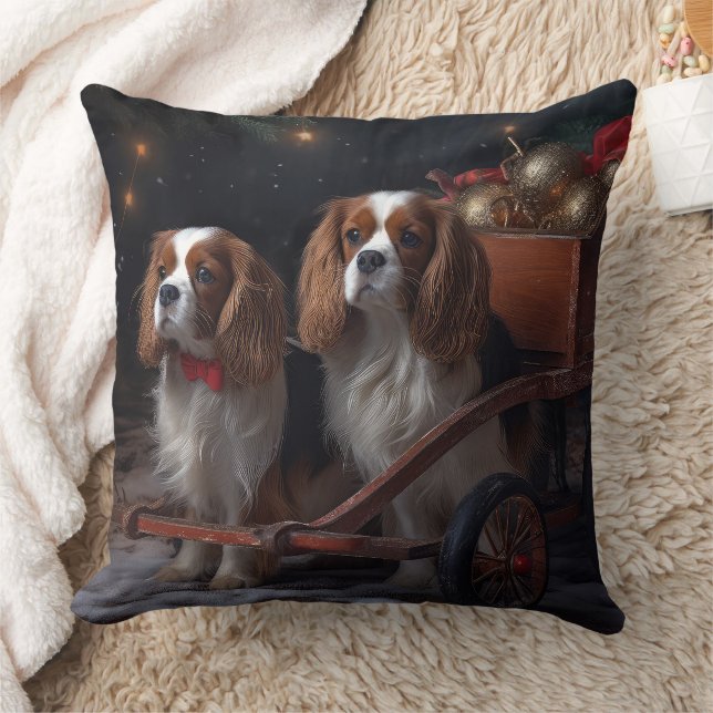 Almofada Decoração de Natal Cavalier King Snowy Sleigh  (Cobertor)
