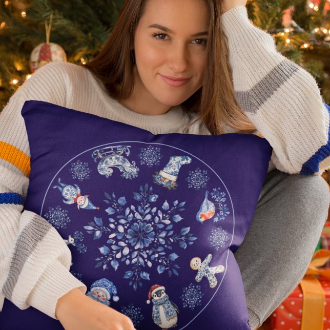 Almofada Decoração de Natal da China Azul (Criador carregado)