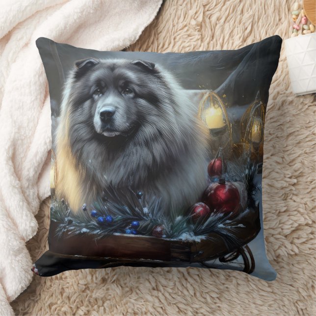 Almofada Decoração de Natal de Keeshond Snowy Sleigh (Cobertor)