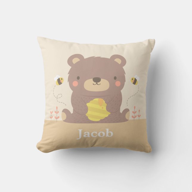 Almofada Decoração de quarto de berçário adorável com urso  (Frente)