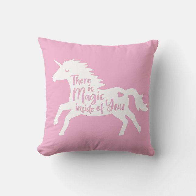 Almofada Decoração de quarto de meninas com magia de unicór (Frente)
