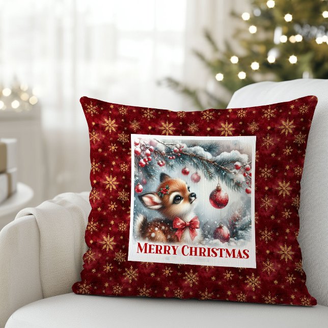 Almofada Decoração de quarto infantil com floresta nevada e (Soft snowy forest baby deer kids room decor (49))