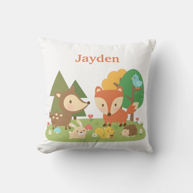 Almofada Decoração de quarto infantil com tema de animais d (Frente)