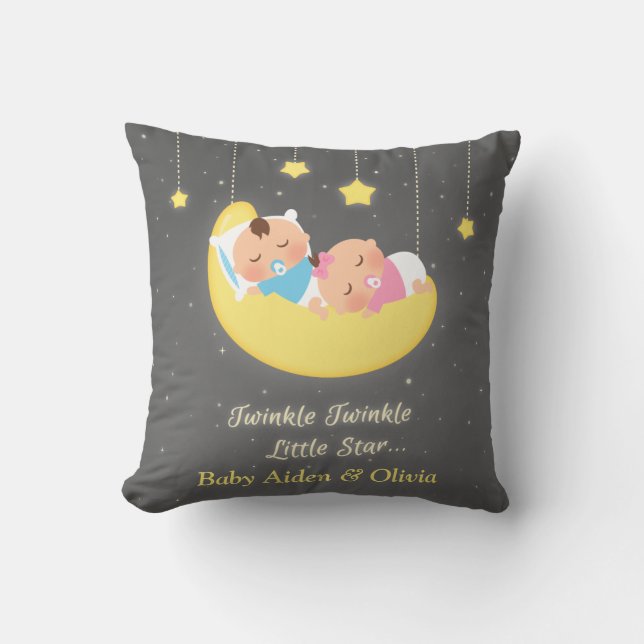 Almofada Decoração de quarto para gêmeos Twinkle Twinkle Li (Frente)