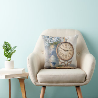 Almofada Decoração de relógio de estilo floral vintage fran