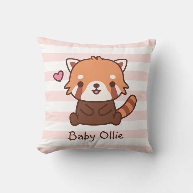 Almofada Decoração de Sala de Bebê Panda Vermelho Pequeno e (Frente)