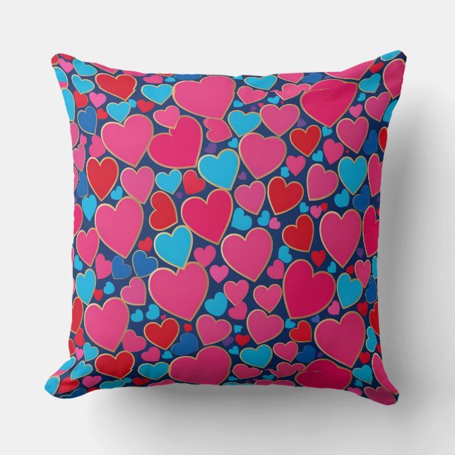 Almofada 💗 Decoração de Sala de Coração 3D Rosa Presente � (Frente)