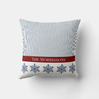 Almofada Decoração do floco de neve de inverno com faixas e