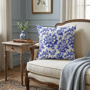 Almofada Decoração do País Francês do Chrysanthemum Azul e