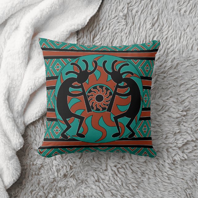 Almofada Decoração do Turquoise Sudoeste de Kokopelli (Criador carregado)