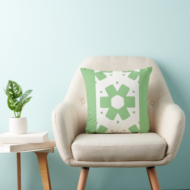 Almofada Decoração em verde sálvia e branco (Cadeira)